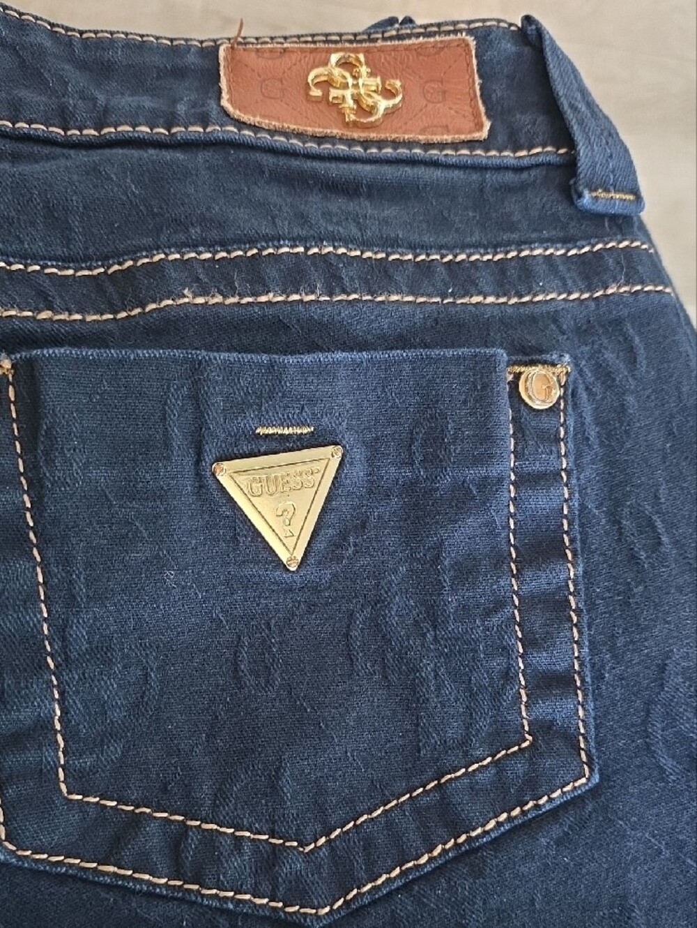 Guess Dark Navy Skinny Jeans with Contrast Stitching - Picture 2 of 9